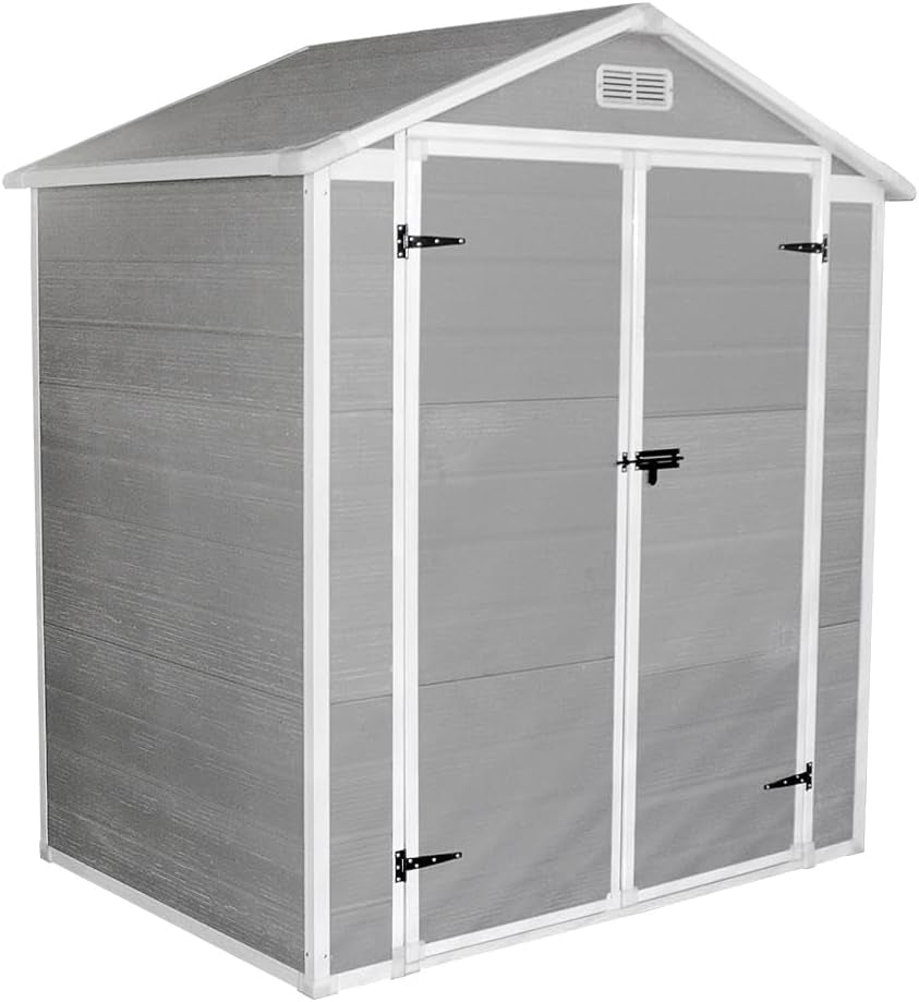 Plastic Sheds Garden Storage Outdoor Shed House, Grey, 6 X 4'(C), SLGJF3
