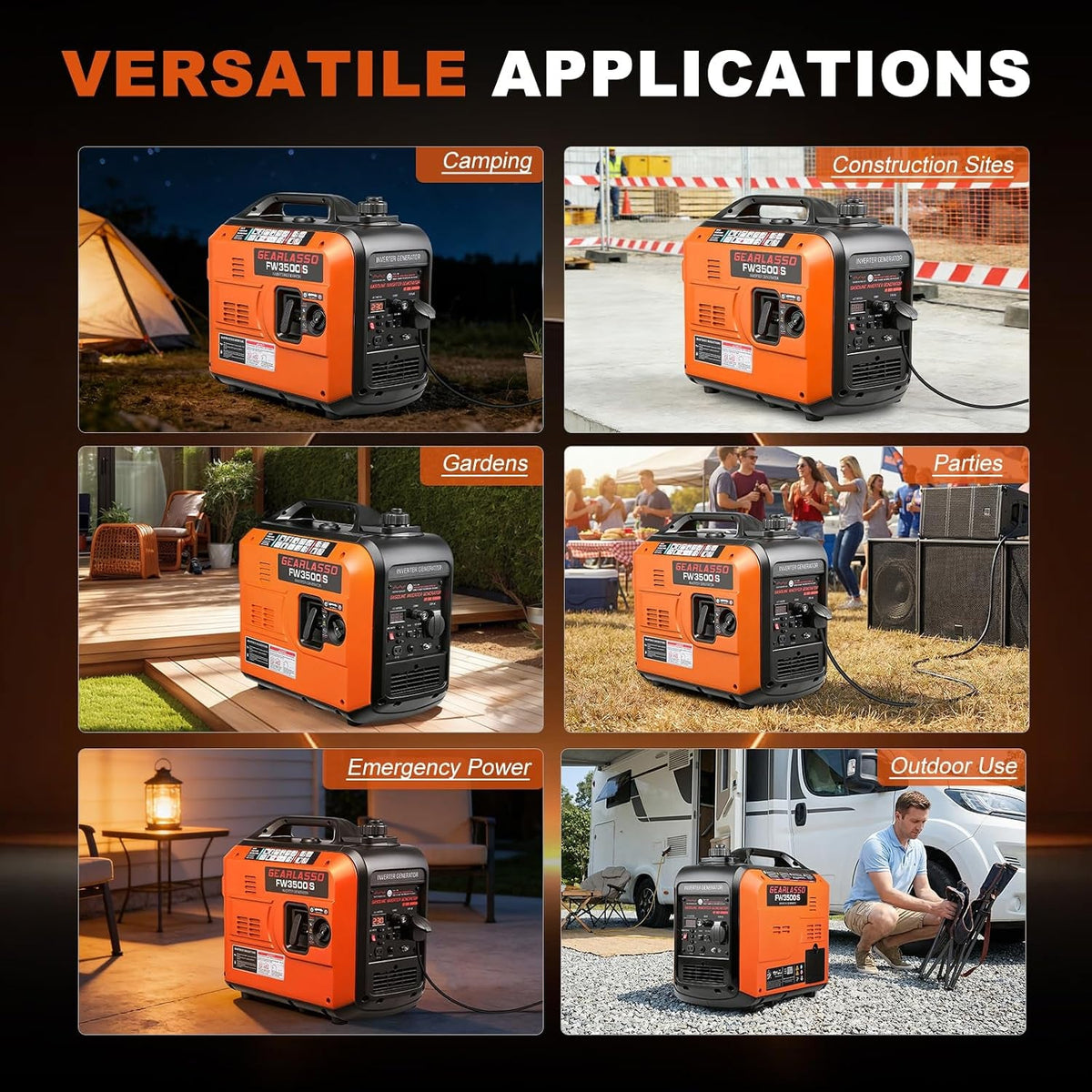 3300W Portable Inverter Generator Powered Ultra-Quiet 4-Stroke 145Cc