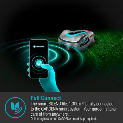 Smart SILENO Life 1000 M² Robot Lawnmower Set: Innovative LONA AI Technology, Controlled via App, Sensorcontrol, for Slopes up to 35%, Incl. Smart Gateway, EN Version, UK Plug (19702-68)