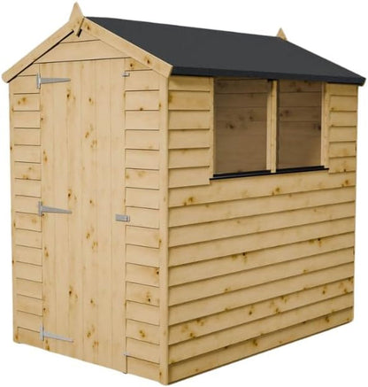 WALTONS | 6 X 4 Overlap Wood Storage Shed | Apex Roof | 7Mm Overlap Cladding | Wooden Garden Storage Shed | Single Door | Windows |10 Year anti Rot | 6Ft 4Ft