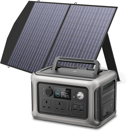 R600 Power Station with Solar Panel, 600W/ 299Wh Lifep04 Battery