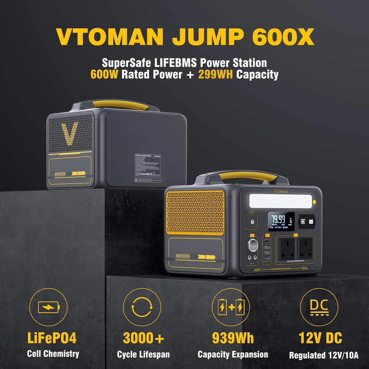 Jump 600X Portable Power Station 299Wh Lifepo4 Battery, 60W USB-C