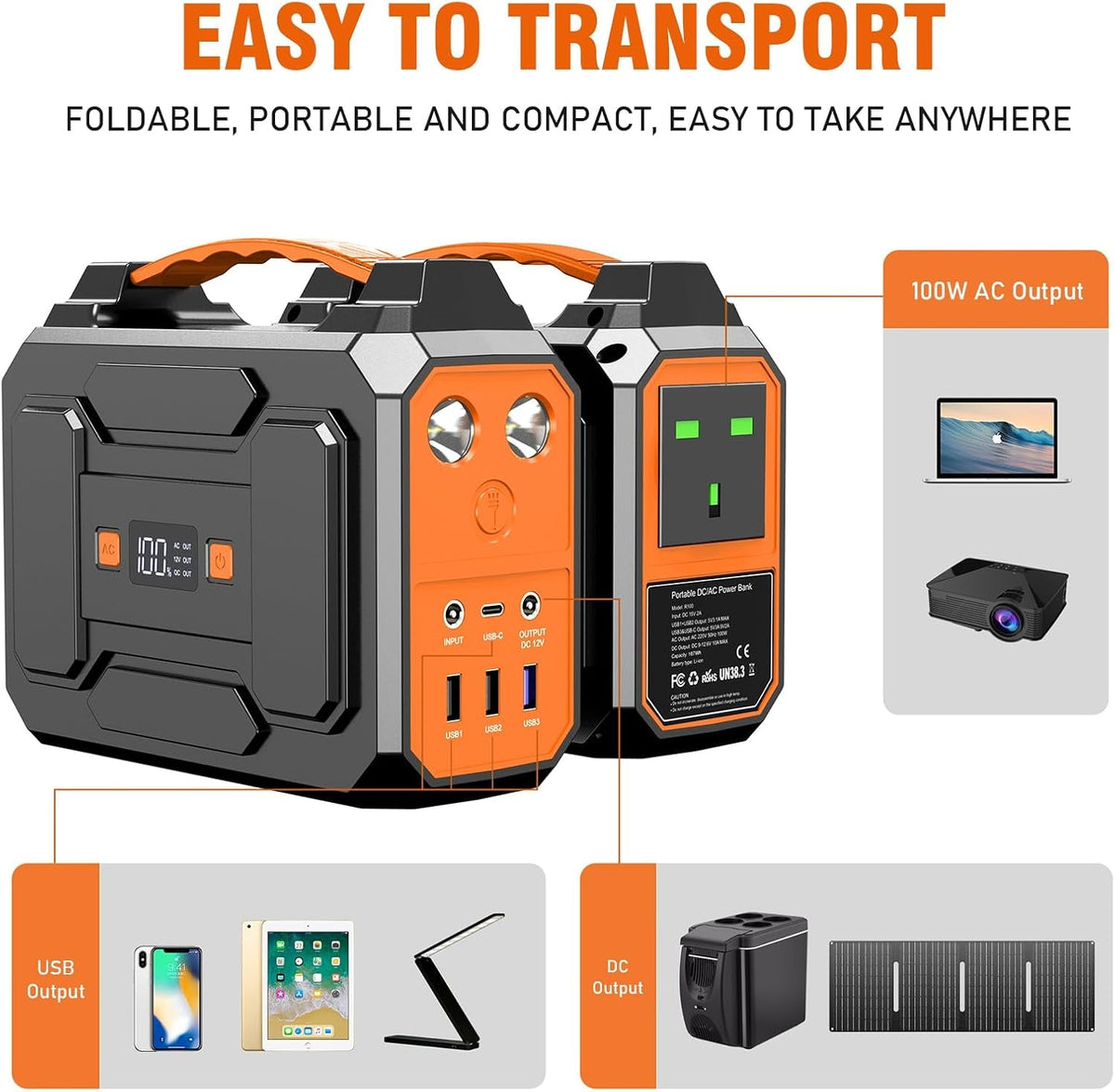97.68Wh Portable Power Station with 40W Solar Panel,Camping