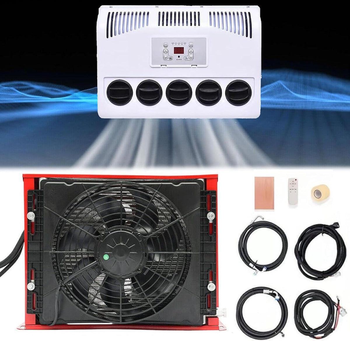 Truck Cab Air Conditioner 11000 Btu,Mini Split RV Truck Air Conditioner AC Unit Fits Semi Trucks Bus RV Caravan(Size:12V)
