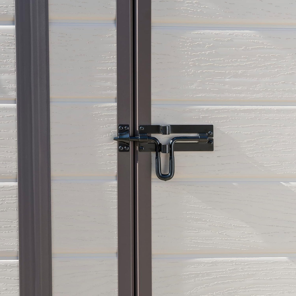Manor Outdoor Pent Single Door Garden Storage Shed 6 X 4Ft Beige Brown Wood Effect Fade Free All Weather Resistant Safe and Secure Zero Maintenance 15 Year Warranty