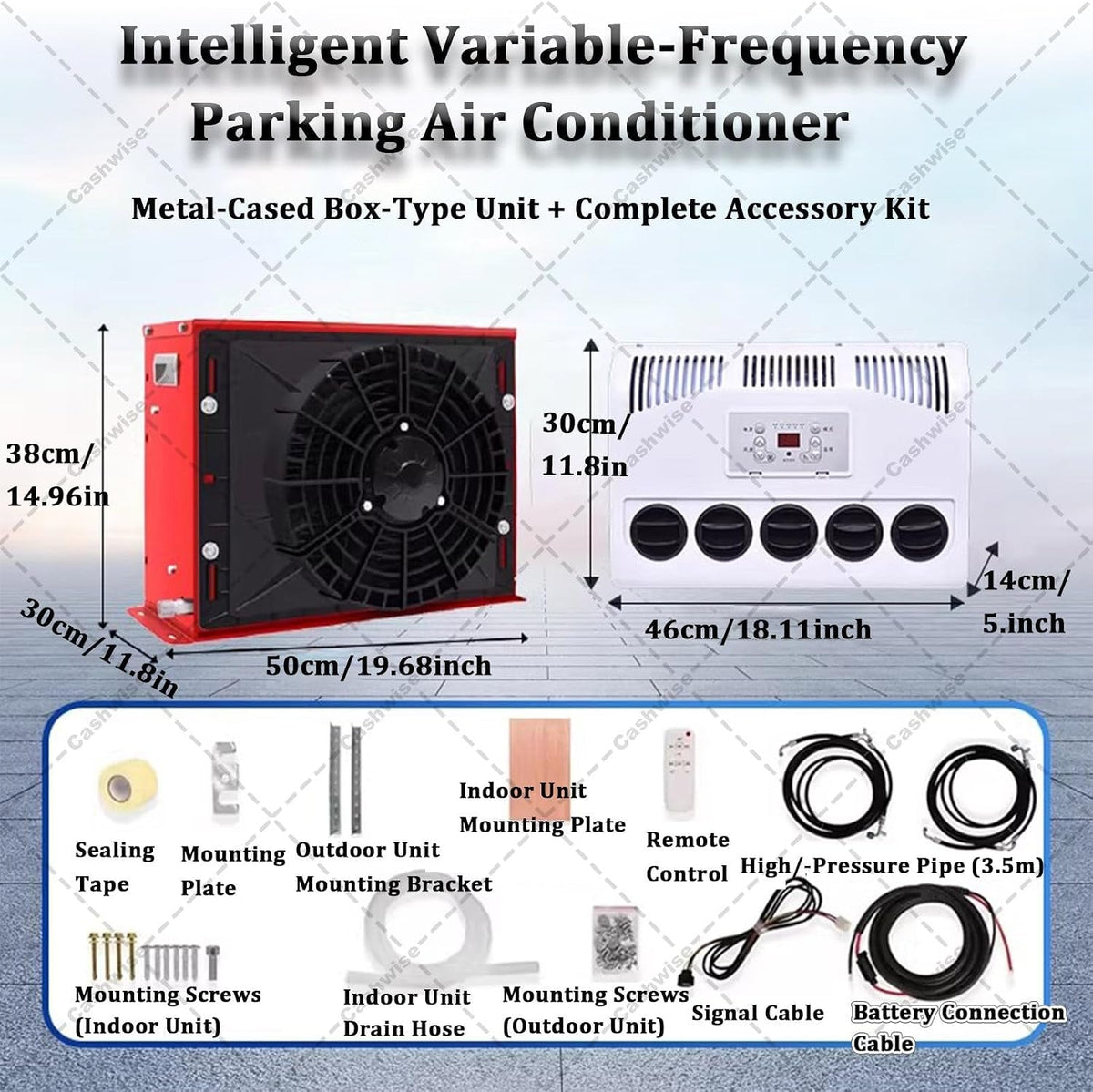 Truck Cab Air Conditioner Split, 11000 BTU Cooling Rapidly Split AC Air Conditioner, 12V/24V Air Conditioner for Semi Trucks Car Bus RV Caravan Black-24V