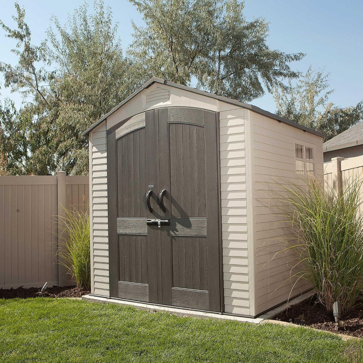 60190 7 X 7Ft Heavy Duty Plastic Shed, Beige