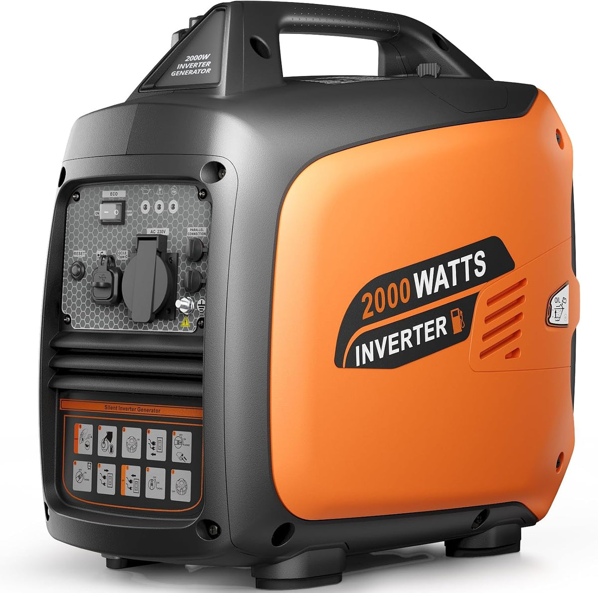 2400W Petrol Inverter Generator, Silent Portable for Camping
