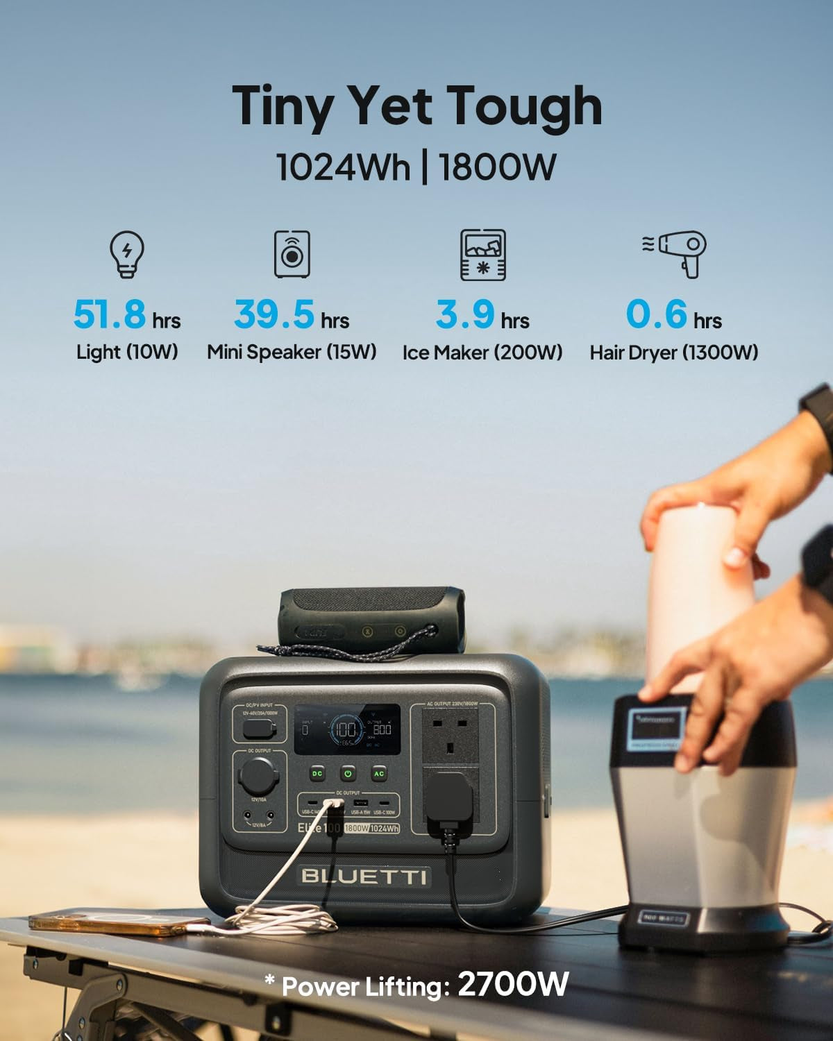 Elite 100 V2 Portable Power Station 1800W 1024Wh for Camping Outage