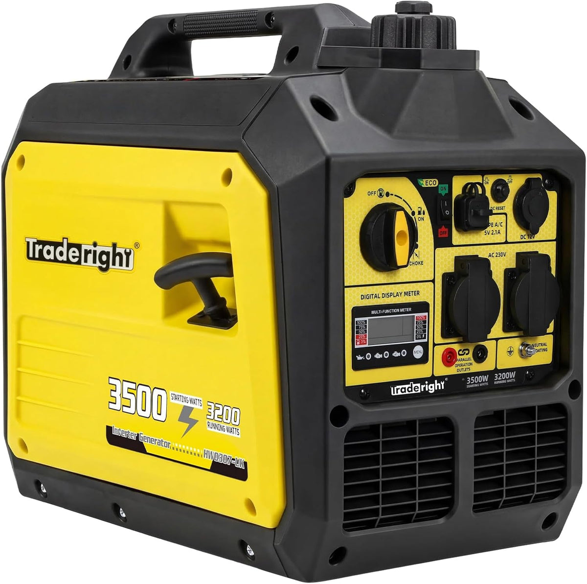 Tradreright 3500W Portable Inverter Generator Petrol Generator, 4 Stroke Silent Pure Sine Wave Generator for Camping, RV Travel, Home, or Job Sites