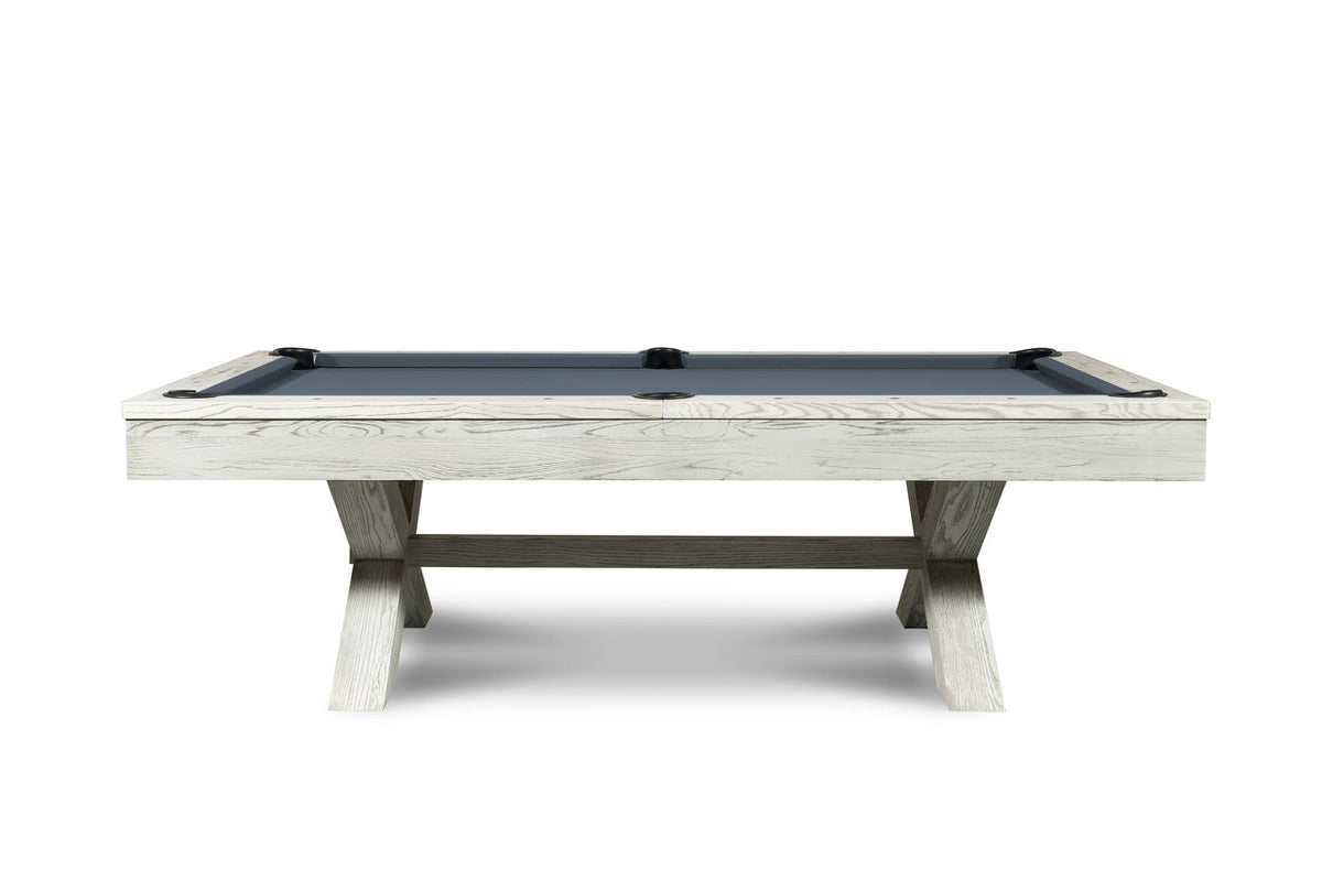 CrissyCross Whitewash 8' Slate Pool Table | Dining Top Option