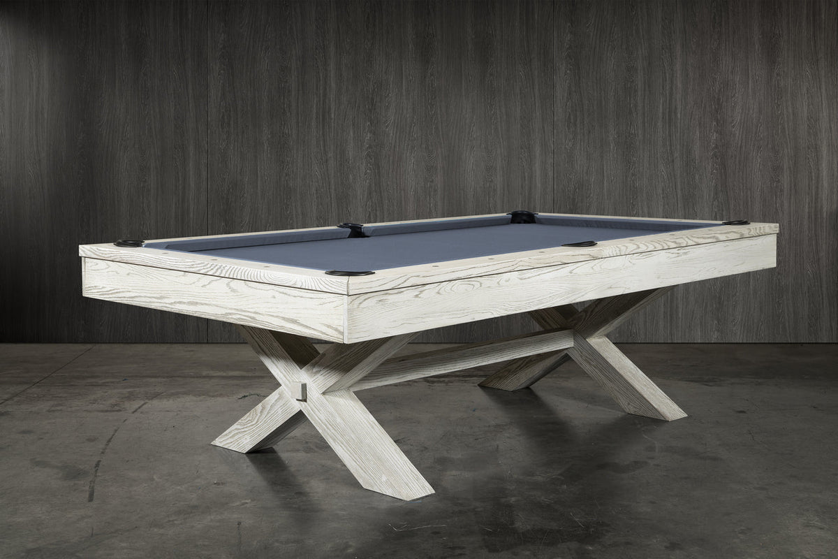 CrissyCross Whitewash 8' Slate Pool Table | Dining Top Option