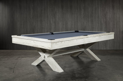 CrissyCross Whitewash 8' Slate Pool Table | Dining Top Option