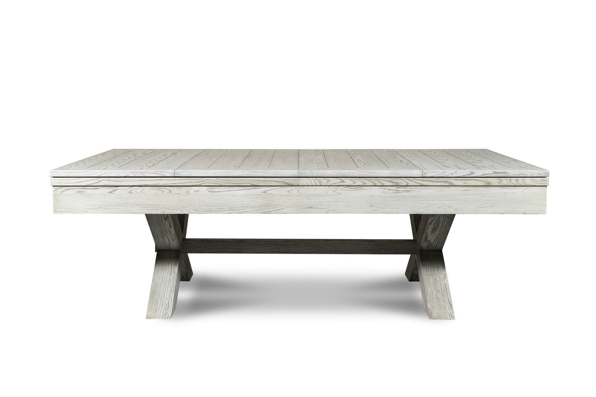 CrissyCross Whitewash 8' Slate Pool Table | Dining Top Option