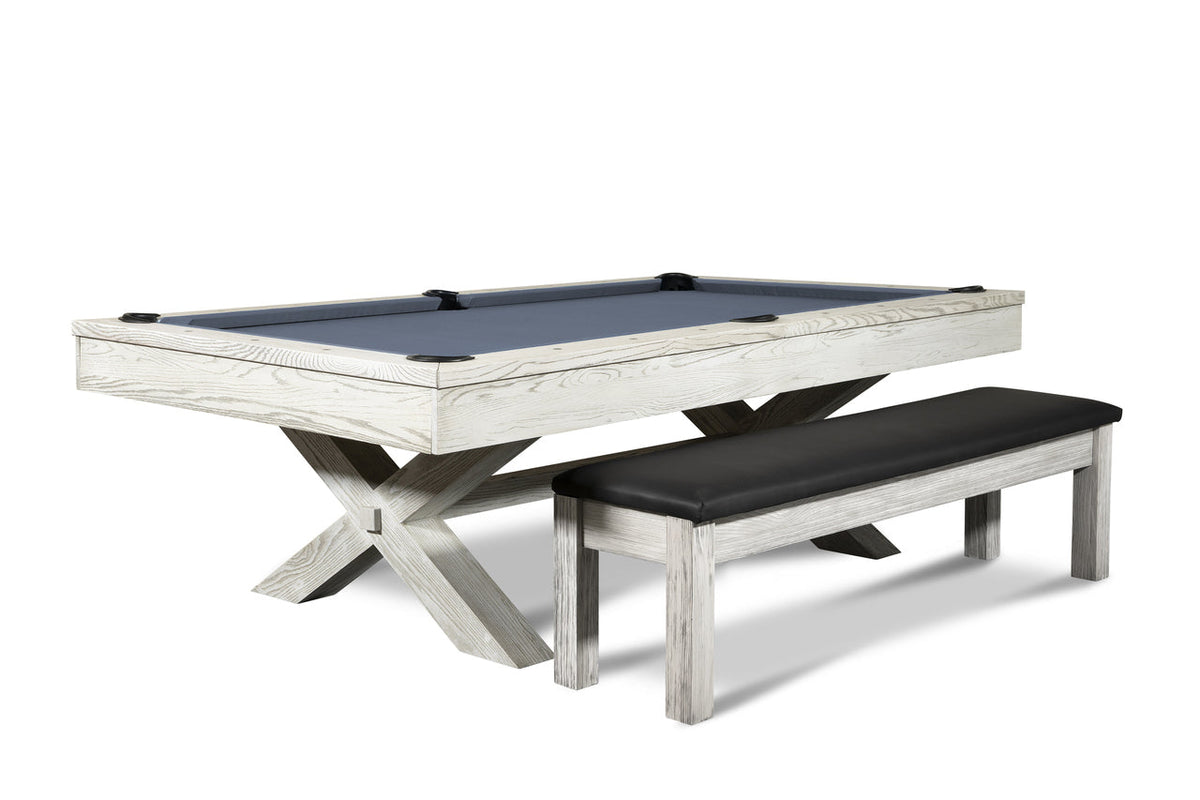 CrissyCross Whitewash 8' Slate Pool Table | Dining Top Option