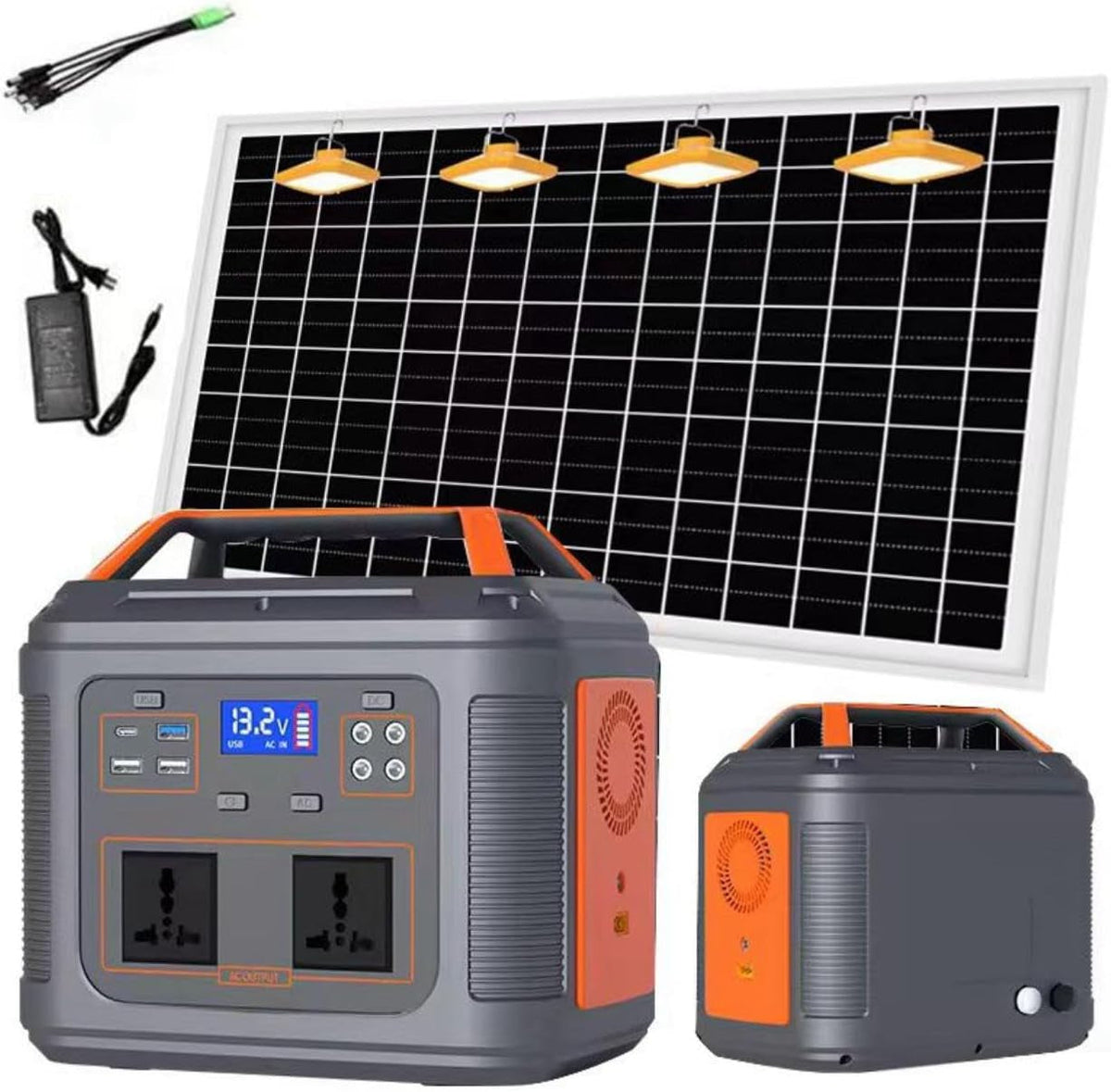 Rexhan 300W Portable Power Station, Lifepo4 Battery, Mobile Battery Power, Solar Generator, Emergency Outdoor Power, 50W Solar Panel, 2025 Version, 240V AC Outlet, Rvs, Camping, Outdoor, USB-C (300W)