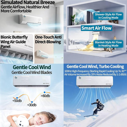 18000 BTU Air Conditioner, Wall Split, Wi Fi, 5 in 1, Cooler, Heater, Dehumidifier, Air Purifier, Heat Pump, Remote Control, 5.3 Kw, A++, App Control, Pre Gassed, 2 Pipes & Installation Kit Included
