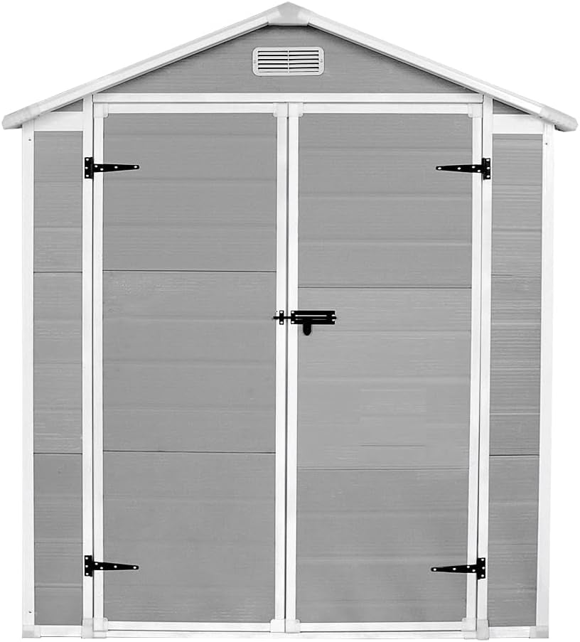 Plastic Sheds Garden Storage Outdoor Shed House, Grey, 6 X 4'(C), SLGJF3