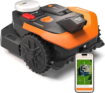 Landroid Vision Cloud WR305E 2WD Robotic Lawnmower without Boundary Cable for 500 M² (AI Obstacle Detection, VSLAM+ RTK Cloud Navigation, Auto Mapping, App Control)
