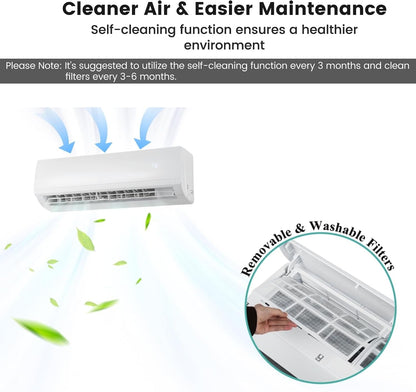9000 BTU Air Conditioner Wall Split, 5 in 1 AC Unit (9000, Btus)