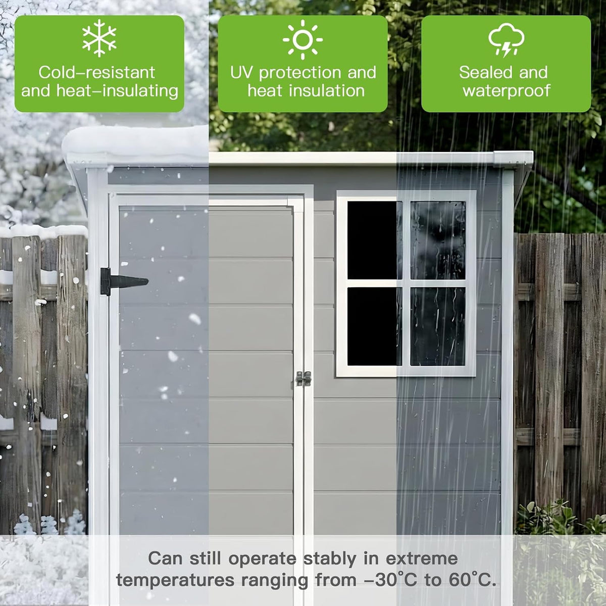 5×3 FT Plastic Garden Storage Shed with Floor,All Weather Resin Sheds and Outdoor Storage,Waterproof Outdoor Shed with Lockable Door/Sloped Roof/Window/Vent,For Yard,Patio,Lawn,Bike