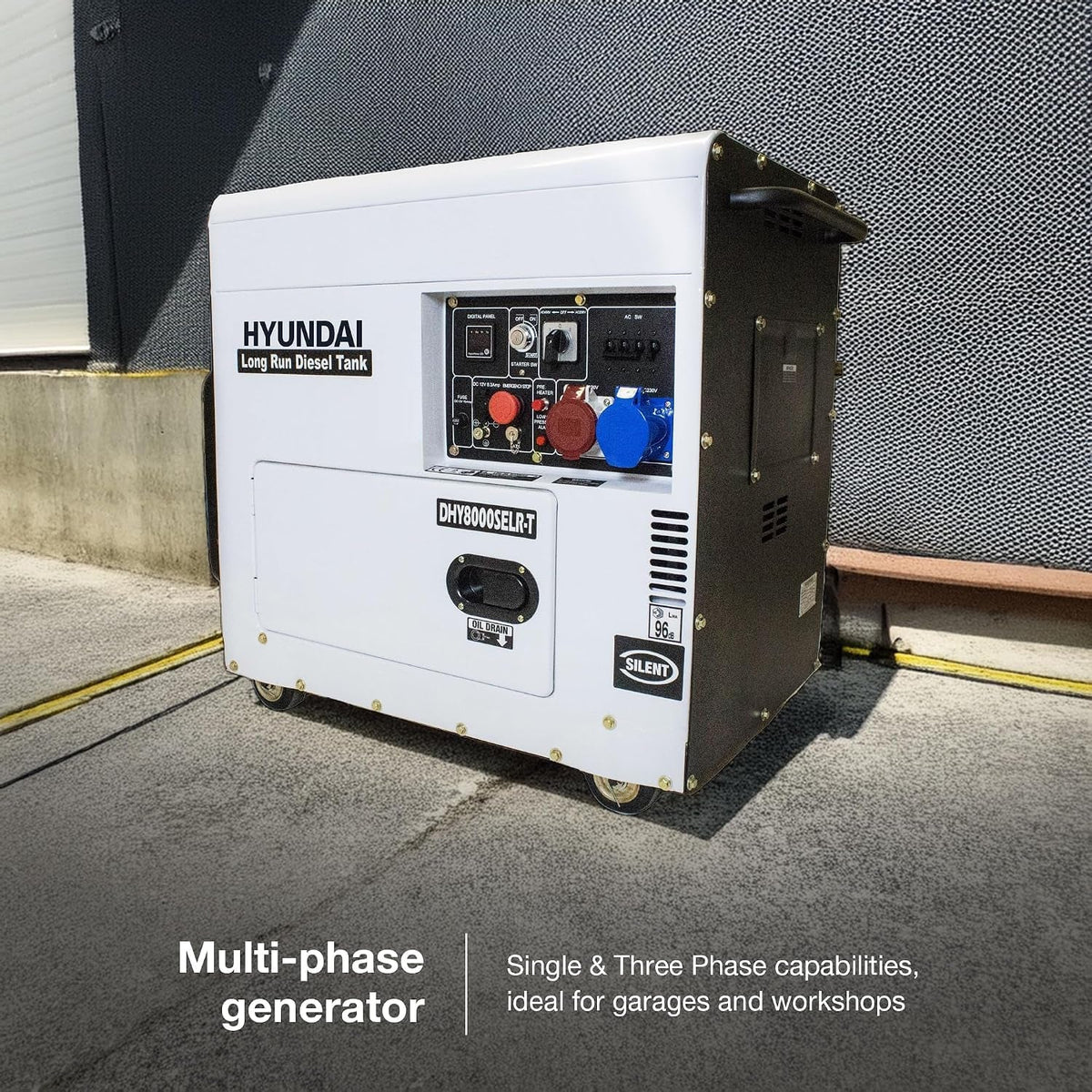 7.5Kva / 5.8Kw Diesel Generator, 230V & 400V Max Power, Electric Start, Long Runtime, White, Portable Backup Power Generator