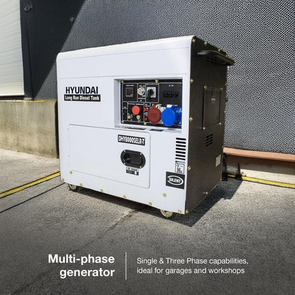 7.5Kva / 5.8Kw Diesel Generator, 230V & 400V Max Power, Electric Start, Long Runtime, White, Portable Backup Power Generator