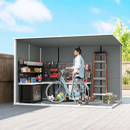 10 X 6 Ft Plastic Garden Shed with Floor, Lockable Doors Grey
