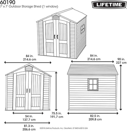 60190 7 X 7Ft Heavy Duty Plastic Shed, Beige