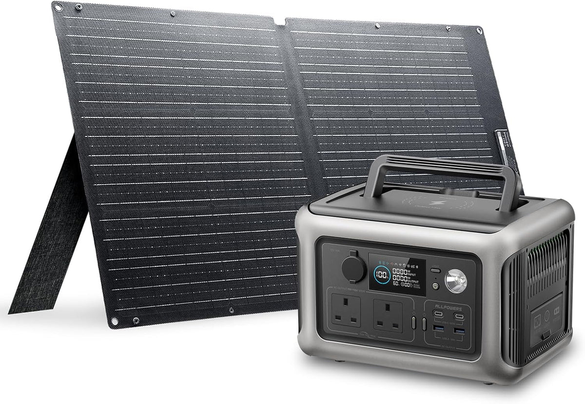 R600 Power Station with Solar Panel, 600W/ 299Wh Lifep04 Battery