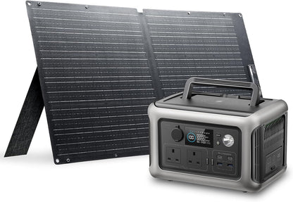 R600 Power Station with Solar Panel, 600W/ 299Wh Lifep04 Battery