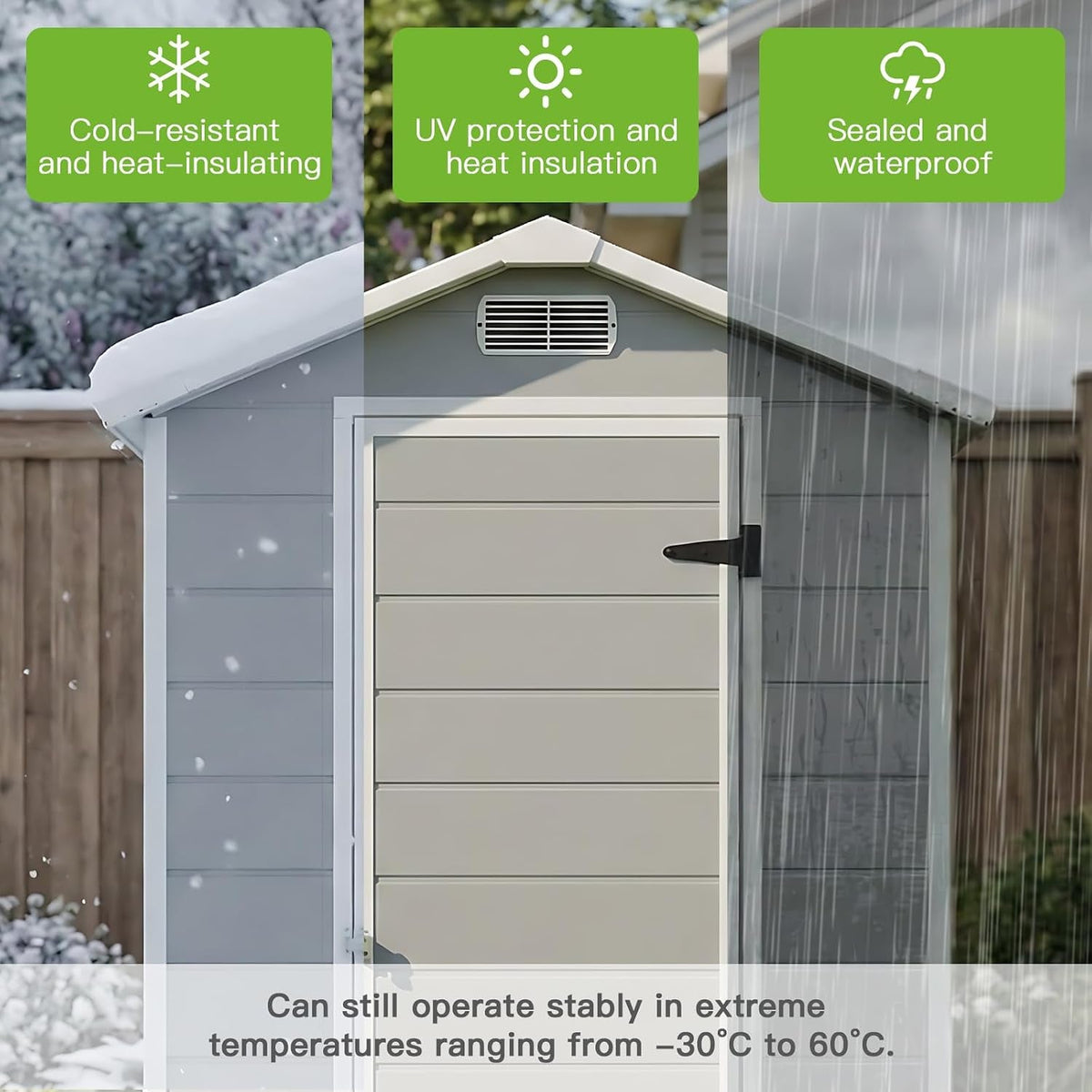 4×6 FT Plastic Shed with Floor, Garden Shed with Window