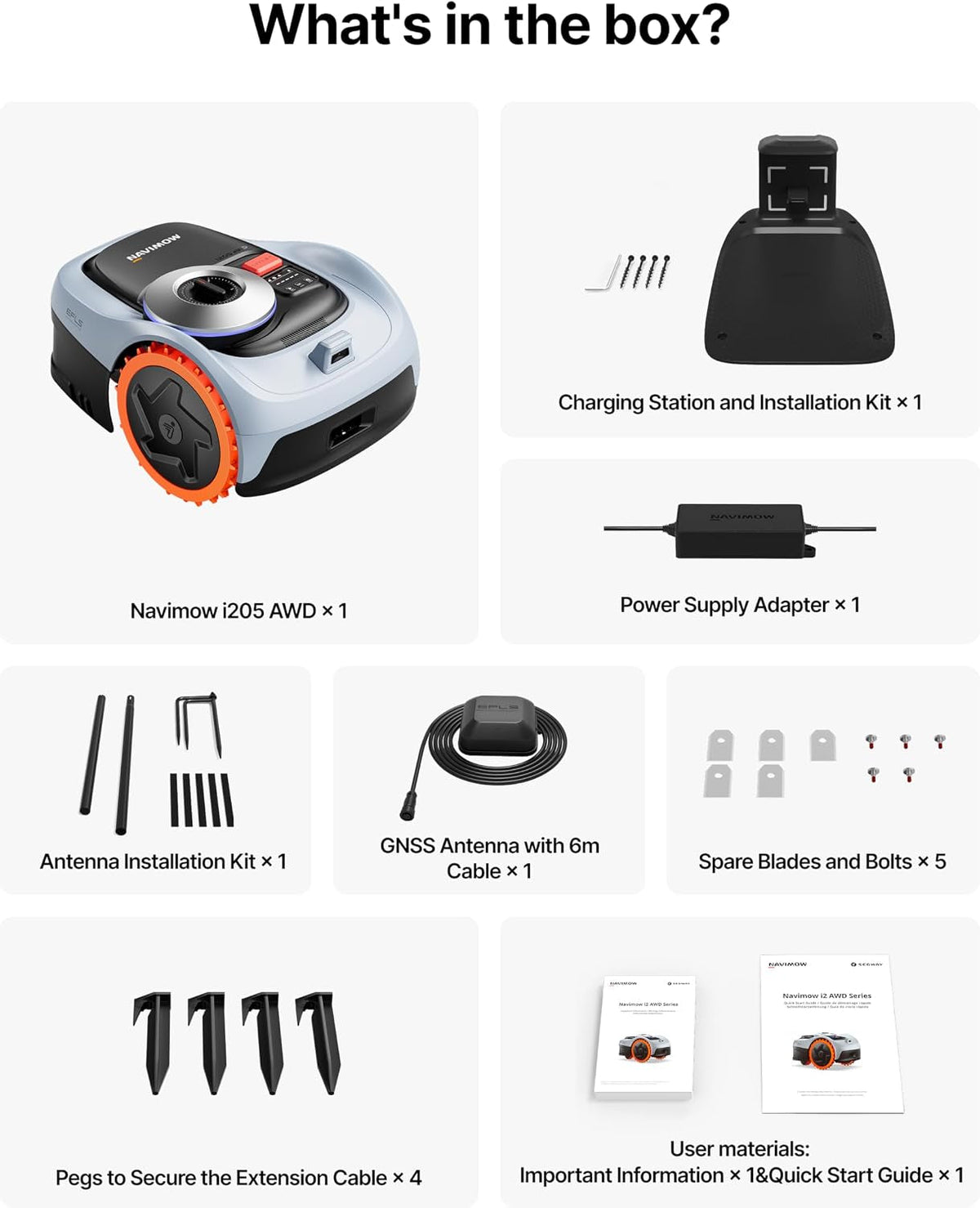Segway  I205 AWD Robotic Lawn Mower with Garage S, Rec. 500 M²