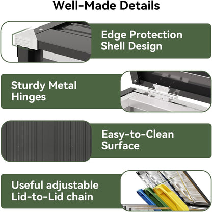 3 Wheelie Bin Storage, Outdoor Bin Storage Shed for 3 Bins up to 240L, Galvanized Steel Bin Store with Chain Lid & Reinforced Back Panel for Garden Patio Yard