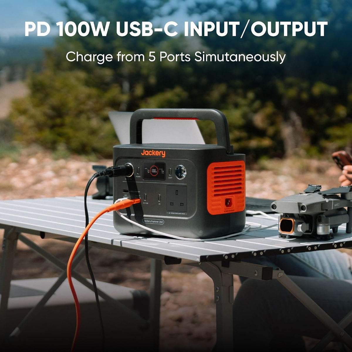 Explorer 240 V2, 256Wh Power Station with DC8020 to USB-C Adapter