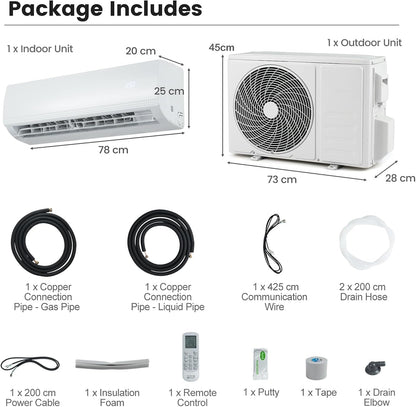 9000 BTU Air Conditioner Wall Split, 5 in 1 AC Unit (9000, Btus)