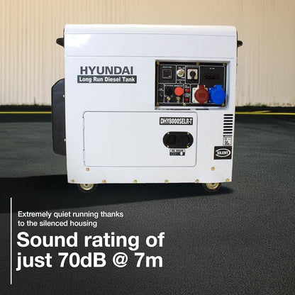 7.5Kva / 5.8Kw Diesel Generator, 230V & 400V Max Power, Electric Start, Long Runtime, White, Portable Backup Power Generator