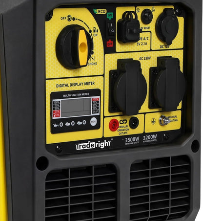 Tradreright 3500W Portable Inverter Generator Petrol Generator, 4 Stroke Silent Pure Sine Wave Generator for Camping, RV Travel, Home, or Job Sites