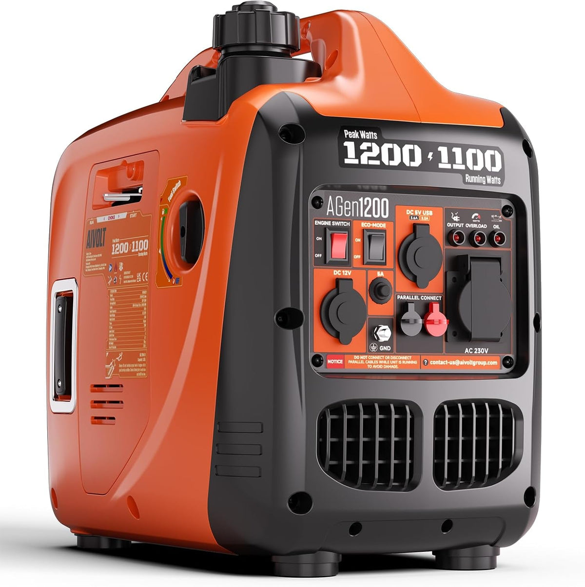 1200W Petrol Inverter Generator, Silent Portable for Camping, Home