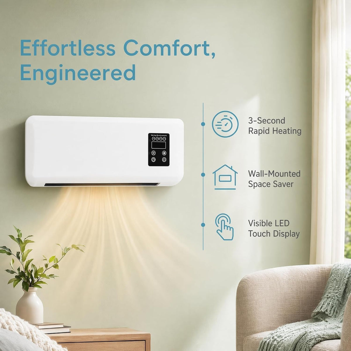 3-In-1 Ductless Portable Split Air Conditioner with Remote, Cool & Heat Fan | Wall Mounted, No Window, 42Db Quiet Operation, 24H Timer & Remote, 14000 BTU Bladeless Cool Heat Dehumidifier Fan