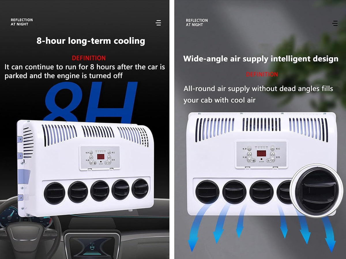 Truck Cab Air Conditioner 11000 Btu,Mini Split RV Truck Air Conditioner AC Unit Fits Semi Trucks Bus RV Caravan(Size:12V)
