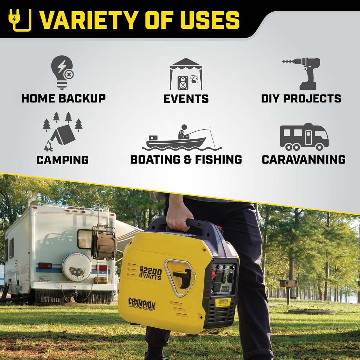Portable Inverter Generator - 2200 Watt Petrol