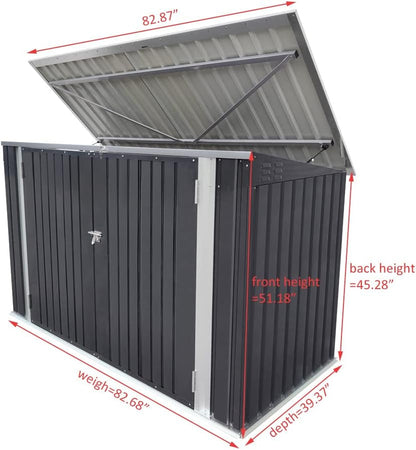 Garden Storage Shed Bike Metal Pent Tool Shed House Galvanized Steel Can Put 3-4 Bicycles (D105X W210X H130Cm)