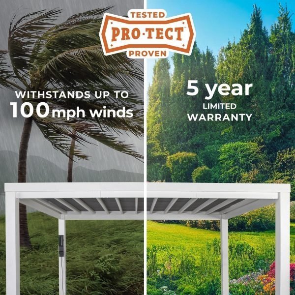 14×10 Windham Modern Steel Pergola With Sail Shade Soft Canopy