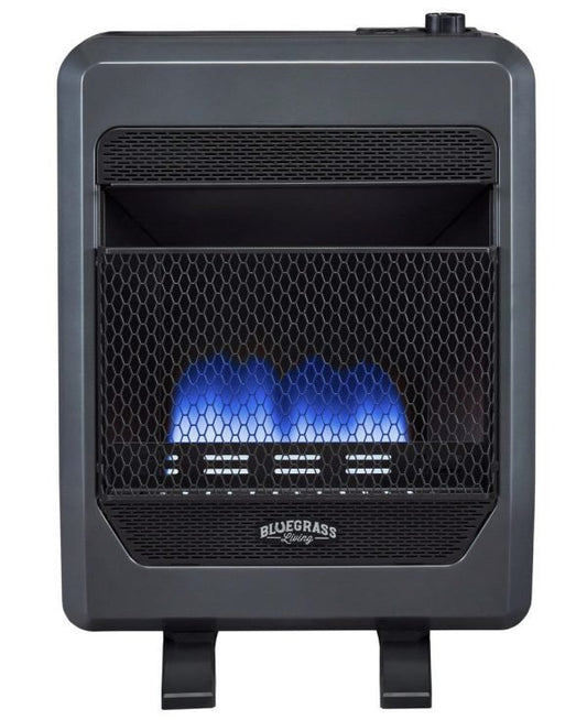 Bluegrass Living Propane Gas Vent Free Blue Flame Gas Space Heater With Blower and Base Feet – 20,000 BTU, T-Stat Control – Model# B20TPB-BB