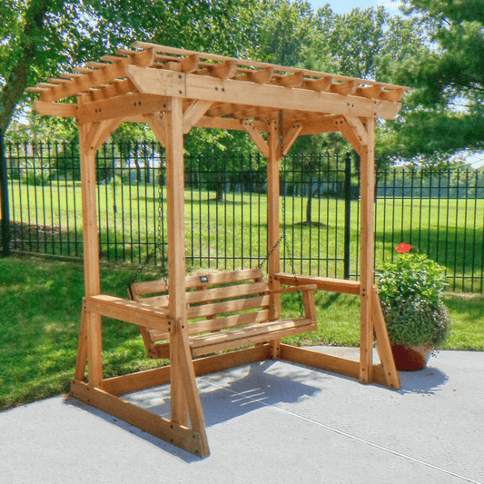 Backyard Discovery Callahan Cedar Wood Outdoor Pergola Swing Bench