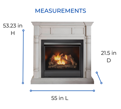 Duluth Forge Full Size Dual Fuel Ventless Gas Fireplace With Mantel – 32,000 BTU, Remote Control, Antique White Finish – Model# FDI32R-M-AW