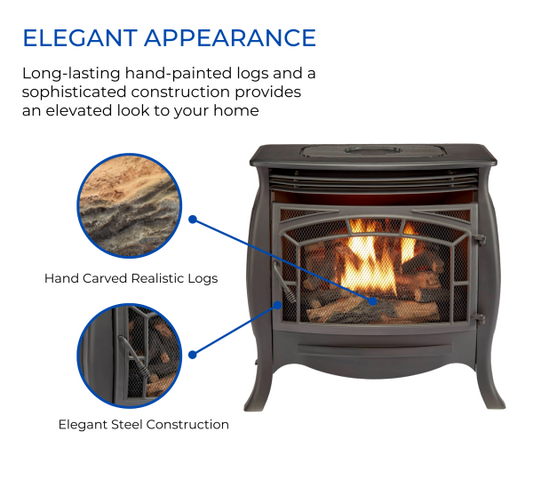 Duluth Forge Dual Fuel Ventless Gas Stove – 26,000 BTU, Remote Control, Matte Black Finish – Model# FDSR25
