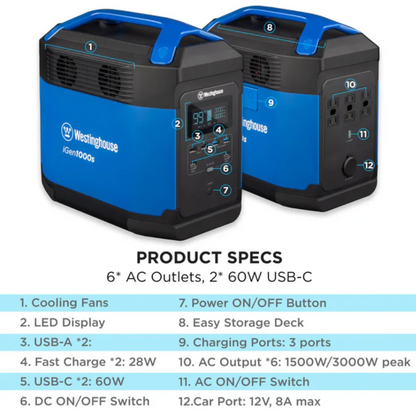 WESTINGHOUSE iGEN1000S PORTABLE POWER STATION