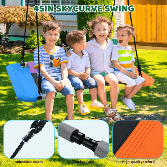 9.5′ Heavy Duty Metal Swing Set with Belt Swing, Trapeze Bar